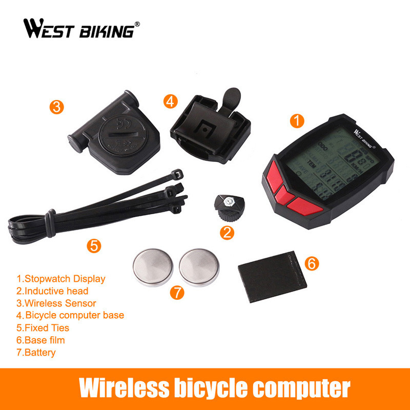 WEST BIKING Computer pentru biciclete Wireless 20 Functii Vitezometru Odometru Ciclism Computer cu fir/Wireless + Cronometru Computer pentru bicicleta