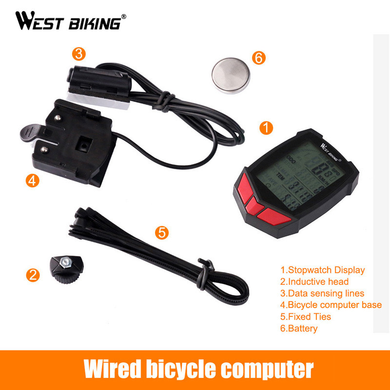 WEST BIKING Computer pentru biciclete Wireless 20 Functii Vitezometru Odometru Ciclism Computer cu fir/Wireless + Cronometru Computer pentru bicicleta