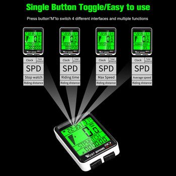 Велосипеден скоростомер 5 езикова подсветка Водоустойчив велосипед Велосипед Цикъл LCD дисплей Цифров компютър Скоростомер Компютър за колоездене