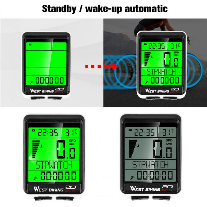 Bicycle Speedometer 5 Language Backlight Αδιάβροχο Bicycle Bike Cycle LCD Οθόνη Ψηφιακό Ταχύμετρο Υπολογιστή Ταχύμετρο Ποδηλασίας Υπολογιστής