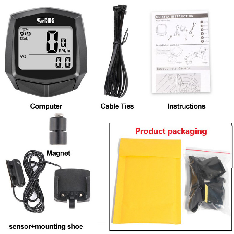 Veekindel Kiirus/Kadents Jalgrattaarvuti Jalgratta läbisõidumõõdik Spidomeeter Jalgrattasõit Juhtmega stopper Sõidutarvikud Toitemõõtur