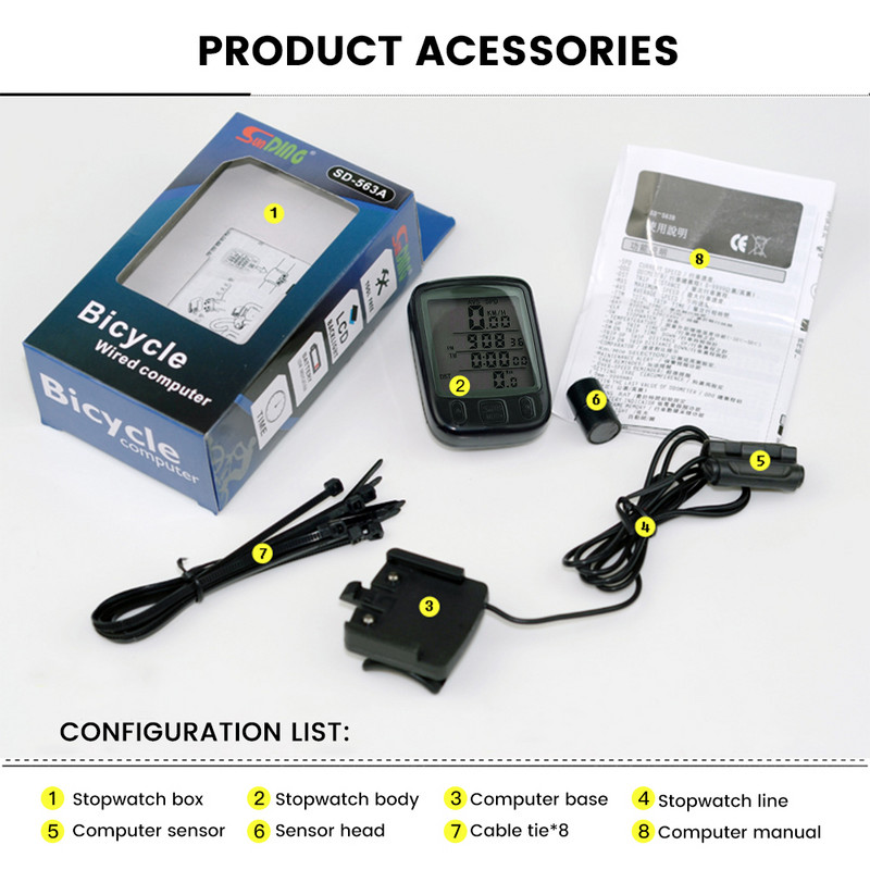 1 tk veekindel rattakompuuter MTB jalgratta taustavalgustusega läbisõidumõõdik Stopper Spidomeetri kell LED-rattakell jalgrattatarvikute jaoks