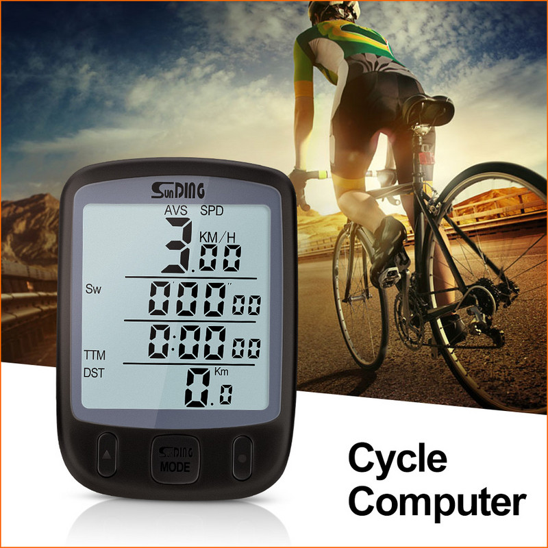 Suding Αδιάβροχη LCD Μεγάλη Οθόνη Ταχύμετρο Χιλόμετρου Υπολογιστή με Πράσινο Οπίσθιο Φωτισμό Αξεσουάρ Ιππασίας SD-563A