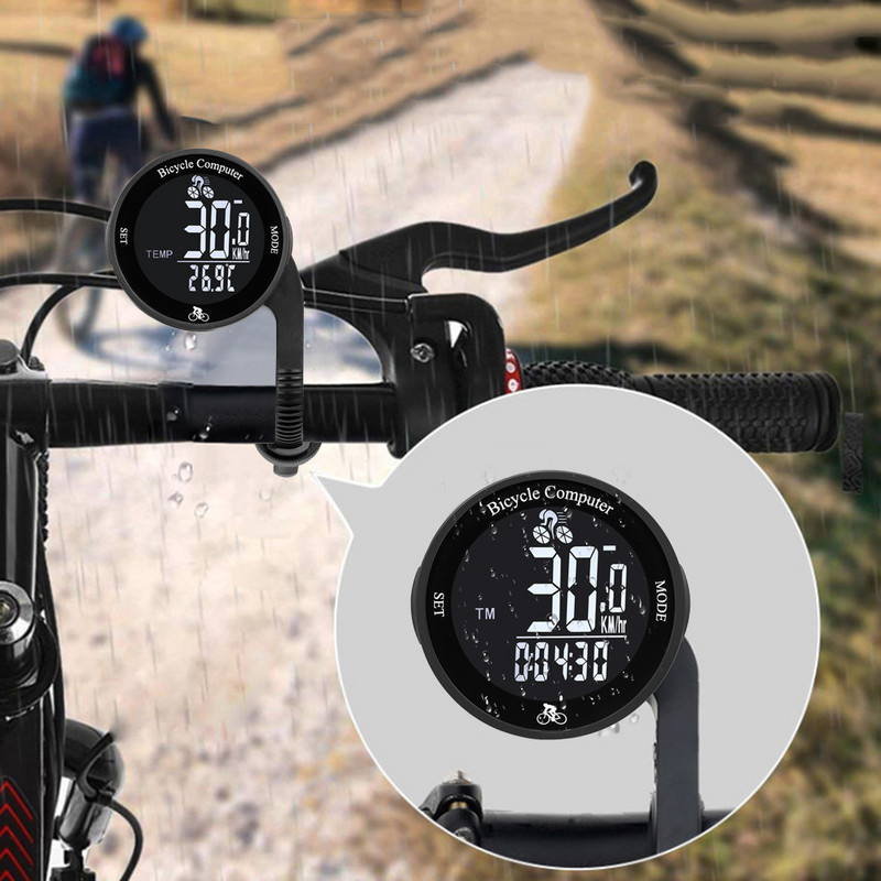 Belaidis dviračio kompiuteris vandeniui atsparus odometras kalnų dviračių spidometras su LCD ekrano apšvietimu dviračių priedai