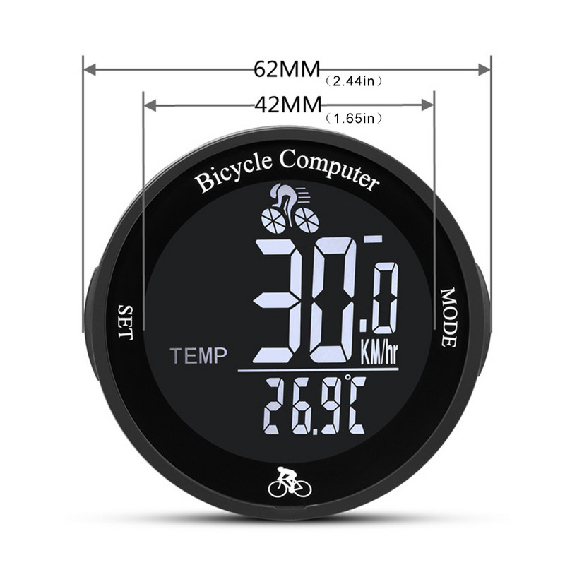 Belaidis dviračio kompiuteris vandeniui atsparus odometras kalnų dviračių spidometras su LCD ekrano apšvietimu dviračių priedai