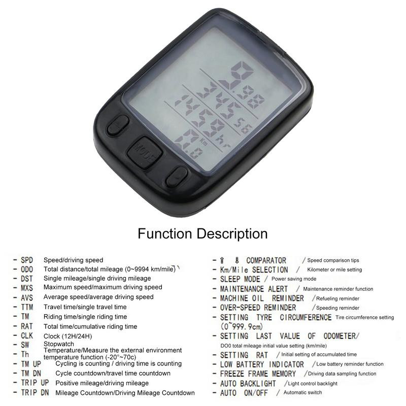Veekindel juhtmega digitaalne jalgrattasõidu spidomeeter läbisõidumõõdik helendav jalgratta jalgrattasõidu kiiruse loendur Koodilaud Jalgrattatarvikud