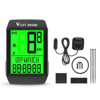 5 nyelvű kerékpár sebességmérő, vízálló kerékpáros kilométermérő, többfunkciós kerékpáros sebességmérő, teljes képernyős, háttérvilágítású stopper