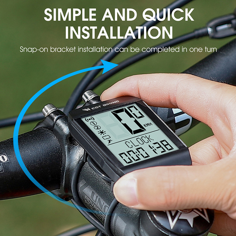5 nyelvű kerékpár sebességmérő, vízálló kerékpáros kilométermérő, többfunkciós kerékpáros sebességmérő, teljes képernyős, háttérvilágítású stopper