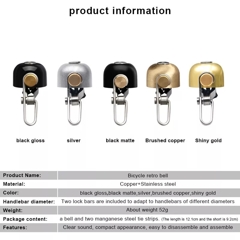 Retro klassikaline jalgrattakell selge valju heli terasest vasest MTB maastikuratta juhtraua rõngassignaal rattasõidu ohutushoiatusalarm