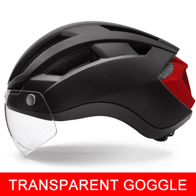 VICTGOAL dviratininko šalmas su nuimamais magnetiniais akiniais USB įkraunamas galinės šviesos dviračio šalmas suaugusiems vyrams/moterims, M/L dydis