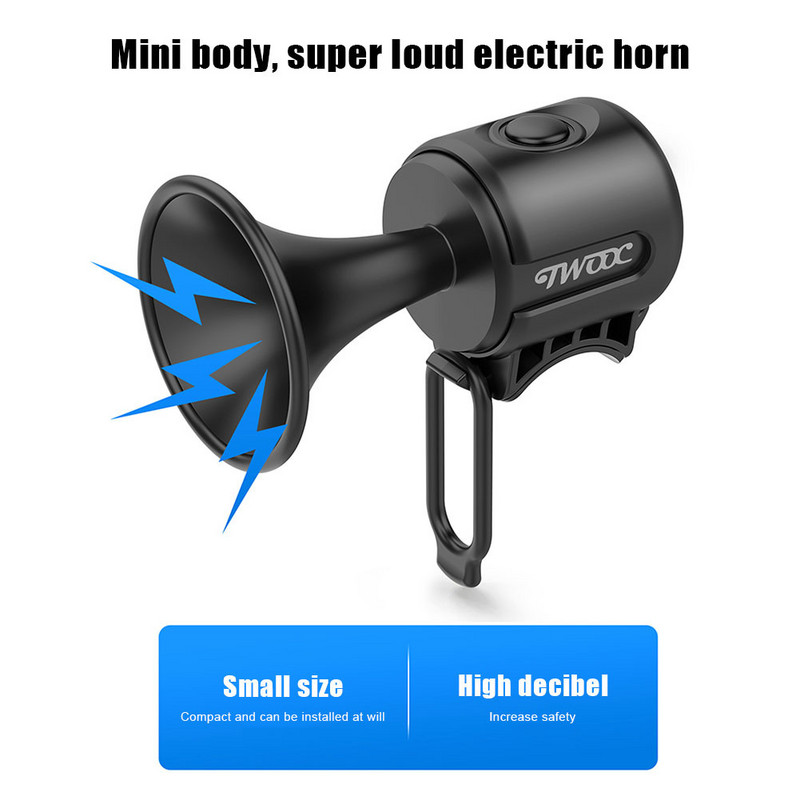 Kerékpár elektronikus kürt, újratölthető biztonsági riasztó kürt Kerékpárkormány riasztócsengő USB újratölthető kerékpáros kiegészítők