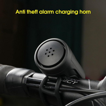 Велосипед Електрически клаксон Черен ABS USB акумулаторен велосипед Колоездене звънец Пръстен за високоговорител Аксесоари за велосипеди Силен пръстен за аларма на кормилото