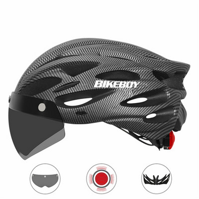 Cască pentru bicicletă de munte turnată integral cu ochelari detașabili, vizor reglabil, bărbați, femei, bicicletă, fară spate, cască pentru ciclism