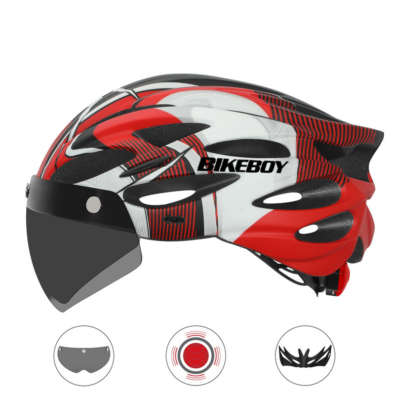 Cască pentru bicicletă de munte turnată integral cu ochelari detașabili, vizor reglabil, bărbați, femei, bicicletă, fară spate, cască pentru ciclism