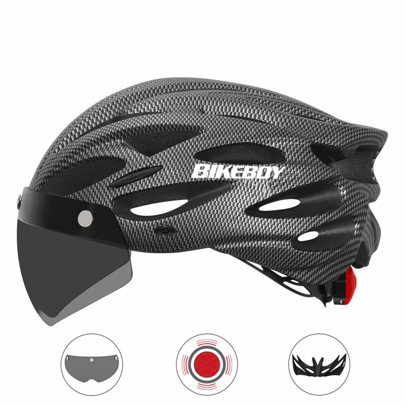 Cască pentru bicicletă de munte turnată integral cu ochelari detașabili, vizor reglabil, bărbați, femei, bicicletă, fară spate, cască pentru ciclism