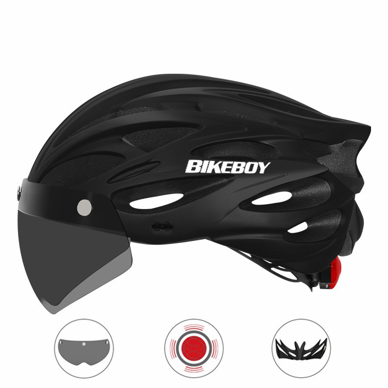 Cască pentru bicicletă de munte turnată integral cu ochelari detașabili, vizor reglabil, bărbați, femei, bicicletă, fară spate, cască pentru ciclism