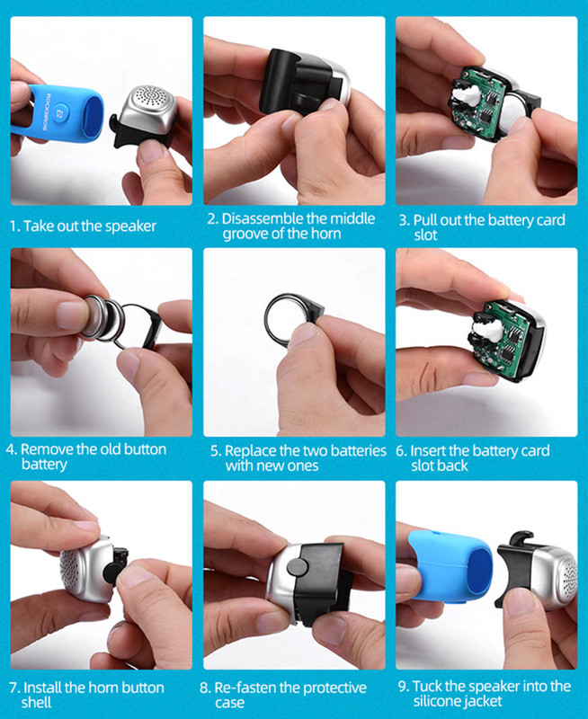 ROCKBROS Električno biciklističko zvono 90 dB Sirena otporna na kišu MTB bicikl Upravljač silika gel školjka Prsten Zvono za bicikl Dodaci za bicikl