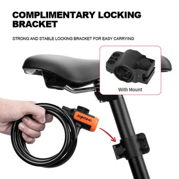 Xunting Bike Lock Κλειδαριά με κουλουριασμένο ασφαλή κλειδιά ποδηλάτου Κλειδαριά καλωδίου με βάση στήριξης Αδιάβροχη αντικλεπτική κλειδαριά Mountain Scooter Bicycle