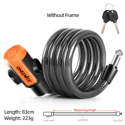 „Xunting“ dviračio užraktas, suvyniotas saugus raktas, dviračio kabelio užraktas su tvirtinimo kronšteinu, atsparus vandeniui nuo vagystės kalnų motorolerio dviračio užraktas