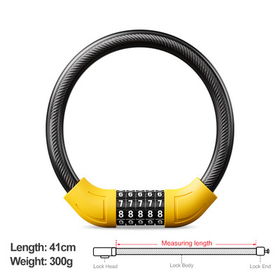 „Xunting“ dviračio užraktas, suvyniotas saugus raktas, dviračio kabelio užraktas su tvirtinimo kronšteinu, atsparus vandeniui nuo vagystės kalnų motorolerio dviračio užraktas