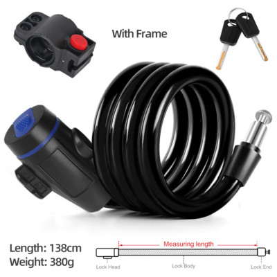 „Xunting“ dviračio užraktas, suvyniotas saugus raktas, dviračio kabelio užraktas su tvirtinimo kronšteinu, atsparus vandeniui nuo vagystės kalnų motorolerio dviračio užraktas