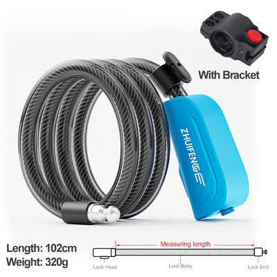 „Xunting“ dviračio užraktas, suvyniotas saugus raktas, dviračio kabelio užraktas su tvirtinimo kronšteinu, atsparus vandeniui nuo vagystės kalnų motorolerio dviračio užraktas