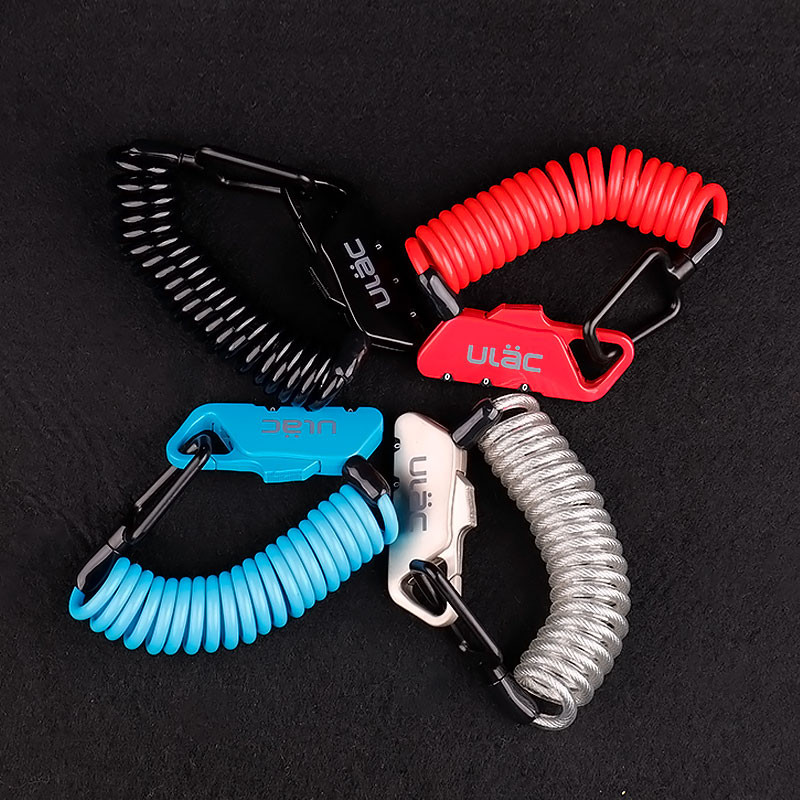 Kerékpár kombinált zár 1,2 M meghosszabbított spirálkábel 3 számjegyű kombinált visszaállítható könnyű súly kompakt méretű hordozható ULAC K2S zár