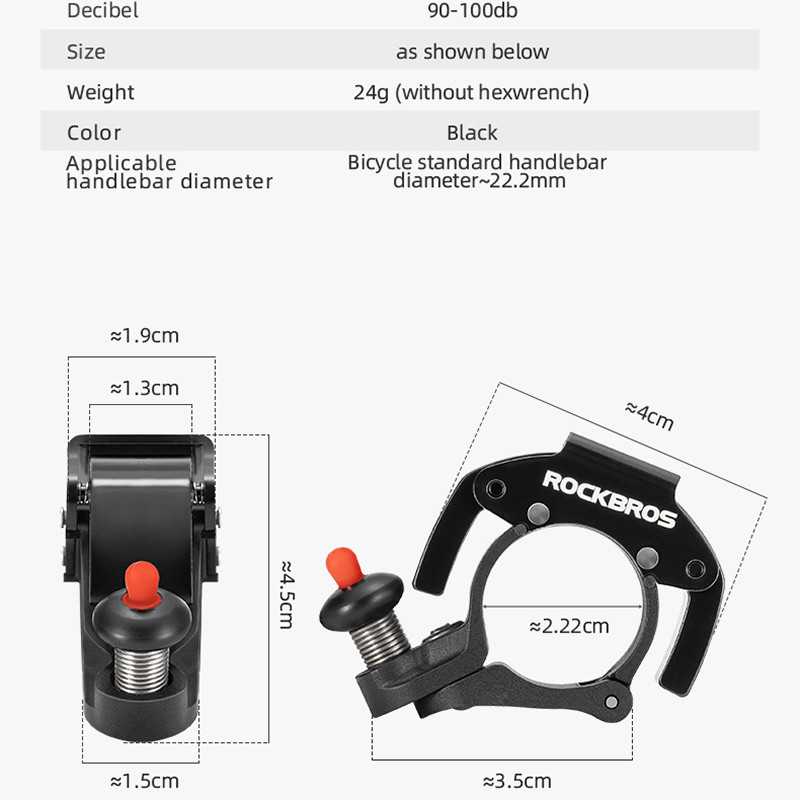 ROCKBROS Clasic inoxidabil MTB Bicicletă Clopot Siguranță Bicicletă Ghidon Clopoțel Claxon Claxon Sunet Claxon Bicicletă Accesorii pentru biciclete