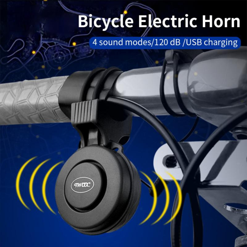 Sonerie de bicicletă reîncărcabilă prin USB, 120 dB, rezistentă la apă, pentru bicicletă, claxon electric, ghidon pentru ciclism, timbre de bicicleta, vânzare caldă