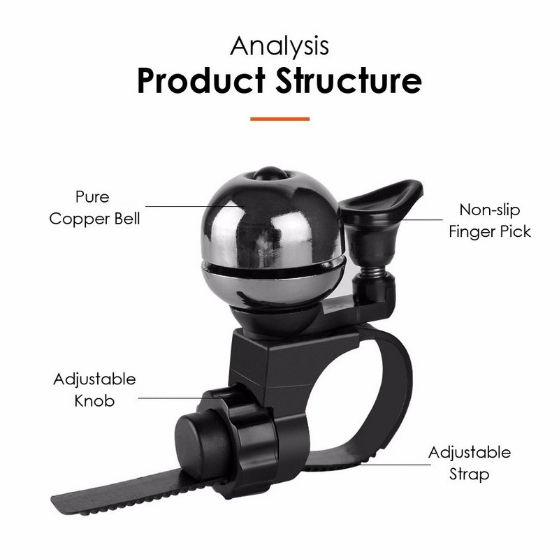 MICCGIN puhtast vasest jalgrattakella kaasaskantav minikäsijuht, 90DB 360 kraadi pööratav sõrmevalija jalgrattasarve jalgrattasõidutarvikud