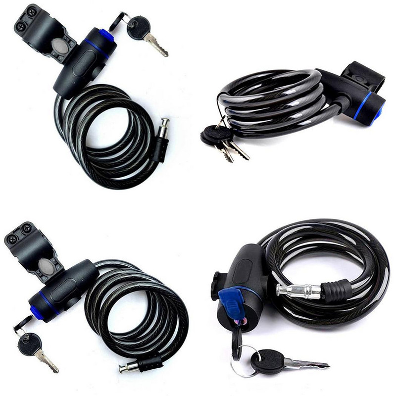 Încuietoare universală antifurt pentru bicicletă, bobină de cablu din oțel inoxidabil, pentru castel, bicicletă, bicicletă, MTB, încuietoare de securitate cu 2 chei