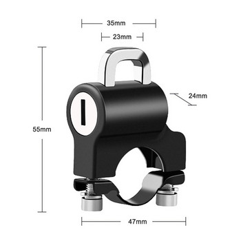 Μίνι φορητή κλειδαριά κράνους Αντικλεπτική κλειδαριά ασφαλείας ολομέταλ με 2 κλειδιά για ηλεκτρικό σκούτερ μοτοσυκλέτας τιμονιού 22-24 mm