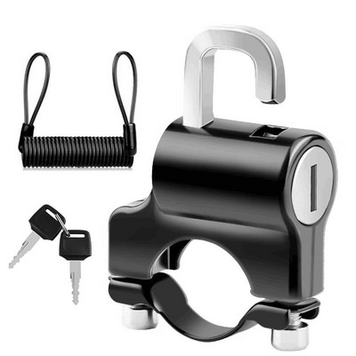 Мини преносима ключалка за каска Защитна ключалка против кражба изцяло метална с 2 ключа за 22-24 мм кормило, мотоциклет, електрически скутер