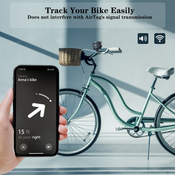 Велосипеден звънец за Apple AirTag, GPS позициониране против кражба Велосипеден звънец, Аксесоари за планинско колоездене Клаксон за електрически велосипед