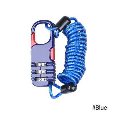 Kerékpáros lopásgátló motorkerékpár háromjegyű jelszó kombinációs biztonsági kötél Drótkötél sisakzár Biztonsági kötélzár