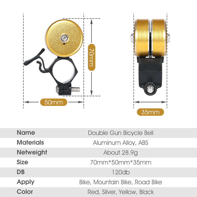 WEST BIKING Clopote obișnuit pentru bicicletă, aliaj de aluminiu, sunet clar, accesorii pentru biciclete