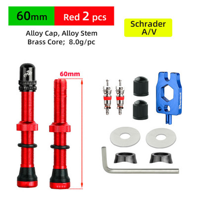 Deemount 2PCS Schrader A/V vārsti 40/60mm CNC mehāniski anodēts nipelis MTB šosejas velosipēdu bezkameru diskiem