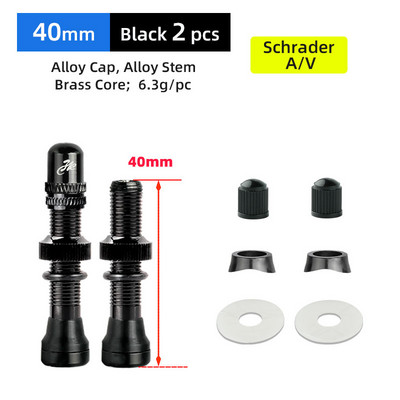 Deemount 2PCS Schrader A/V vārsti 40/60mm CNC mehāniski anodēts nipelis MTB šosejas velosipēdu bezkameru diskiem