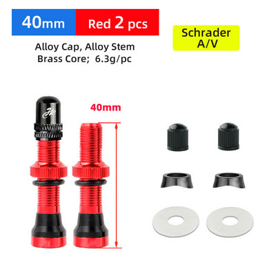 Deemount 2PCS Schrader A/V vārsti 40/60mm CNC mehāniski anodēts nipelis MTB šosejas velosipēdu bezkameru diskiem