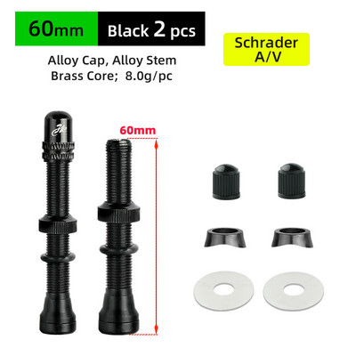 Deemount 2PCS Schrader A/V vārsti 40/60mm CNC mehāniski anodēts nipelis MTB šosejas velosipēdu bezkameru diskiem