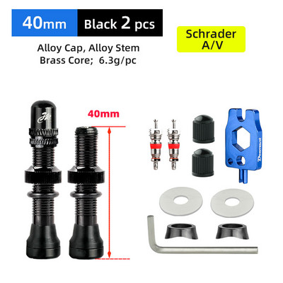 Deemount 2PCS Schrader A/V vārsti 40/60mm CNC mehāniski anodēts nipelis MTB šosejas velosipēdu bezkameru diskiem