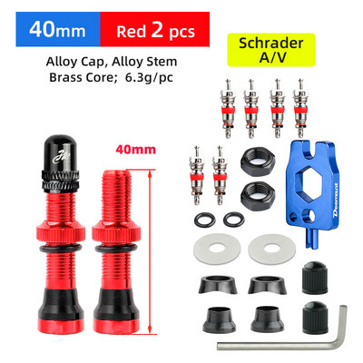 Deemount 2PCS Schrader A/V vārsti 40/60mm CNC mehāniski anodēts nipelis MTB šosejas velosipēdu bezkameru diskiem