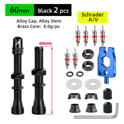 Deemount 2PCS Schrader A/V vārsti 40/60mm CNC mehāniski anodēts nipelis MTB šosejas velosipēdu bezkameru diskiem