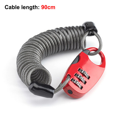 ROCKBROS Blocare cască nouă Cablu antifurt Cod 3 cifre Dulapul ușii Motocicletă Blocare portabilă cu parolă Accesorii pentru biciclete