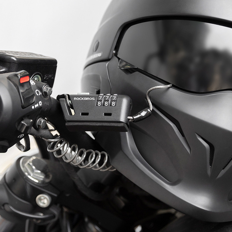ROCKBROS Blocare cască nouă Cablu antifurt Cod 3 cifre Dulapul ușii Motocicletă Blocare portabilă cu parolă Accesorii pentru biciclete