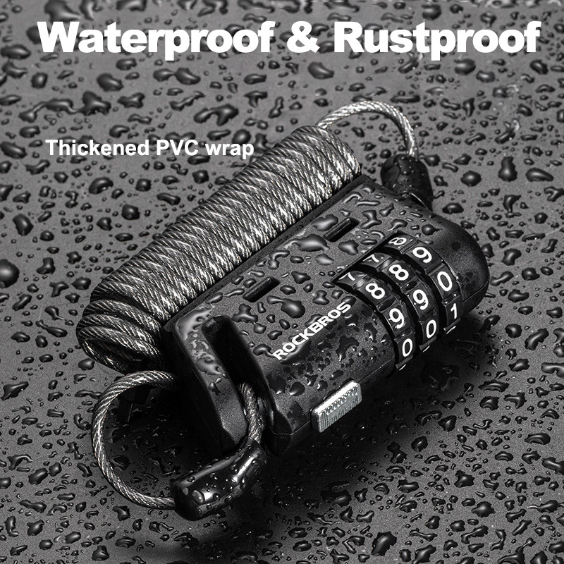 ROCKBROS Blocare cască nouă Cablu antifurt Cod 3 cifre Dulapul ușii Motocicletă Blocare portabilă cu parolă Accesorii pentru biciclete