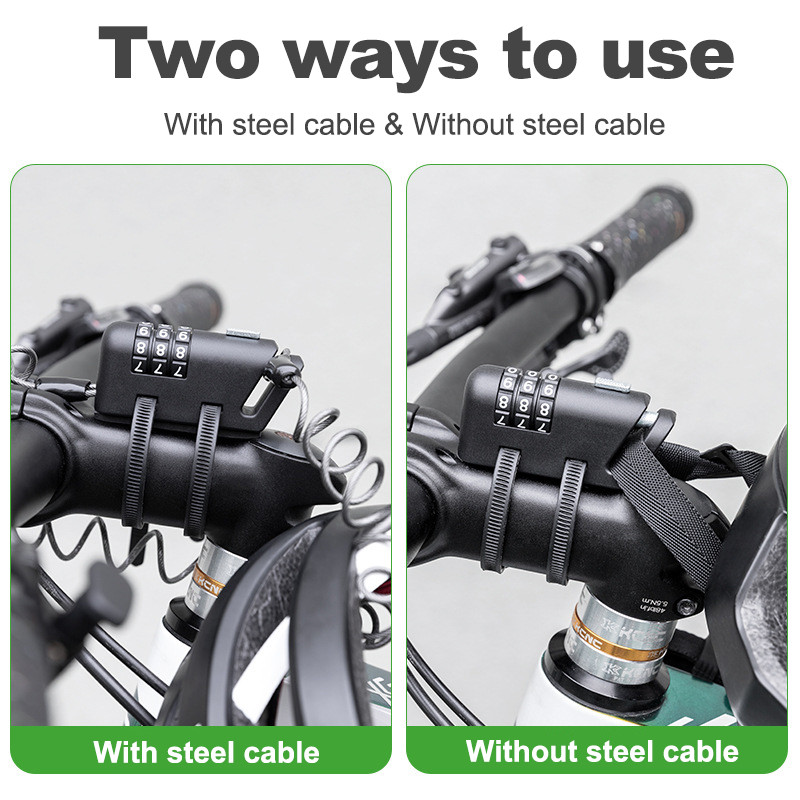 ROCKBROS Blocare cască nouă Cablu antifurt Cod 3 cifre Dulapul ușii Motocicletă Blocare portabilă cu parolă Accesorii pentru biciclete