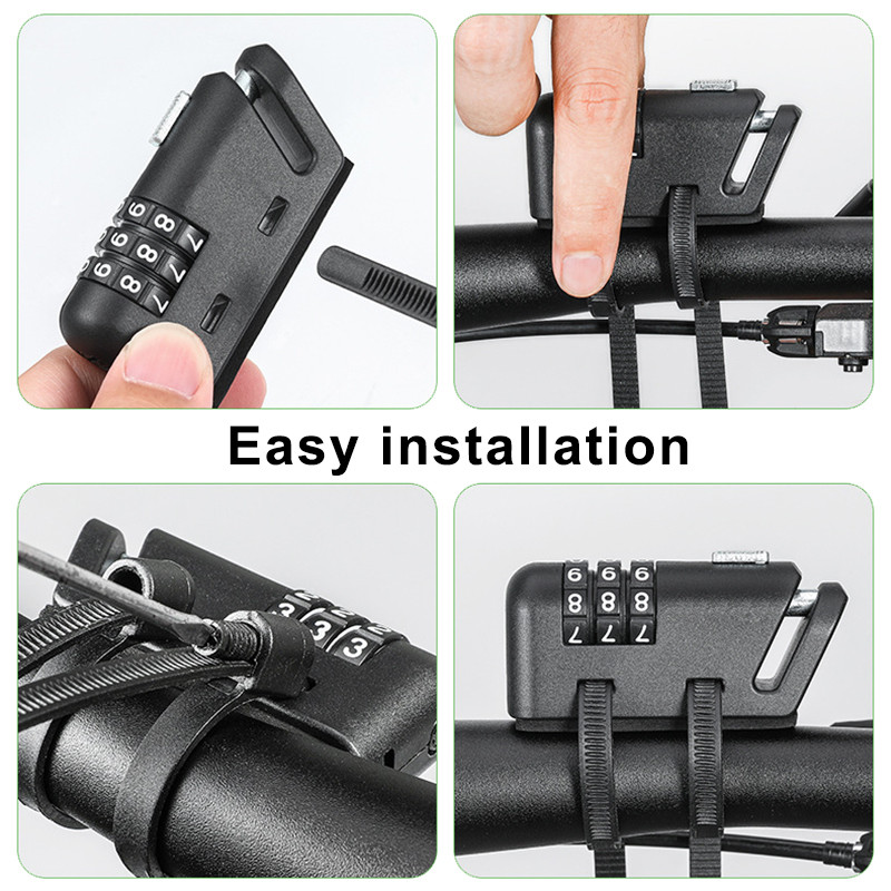 ROCKBROS Blocare cască nouă Cablu antifurt Cod 3 cifre Dulapul ușii Motocicletă Blocare portabilă cu parolă Accesorii pentru biciclete