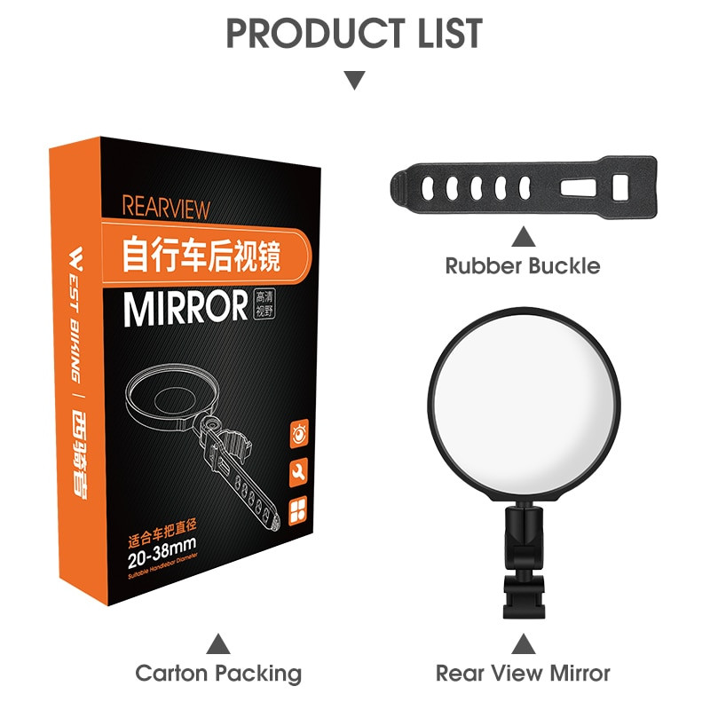 WEST BIKING Universaalne jalgratta tahavaatepeegel 360 kraadi reguleeritav tahavaatepeegel Jalgrattasõidutarvikud Jalgratta juhtraua peeglid