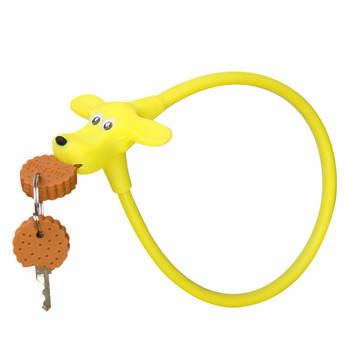 Силиконова ключалка за велосипед-DrBike Yellow Dog Велосипедна ключалка за детски велосипед, Мек на допир материал за велосипед за малки деца, Детски аксесоари, 450 мм/580 м